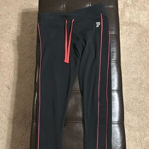 Victorias Secret Pink black leggings with red stripe detail